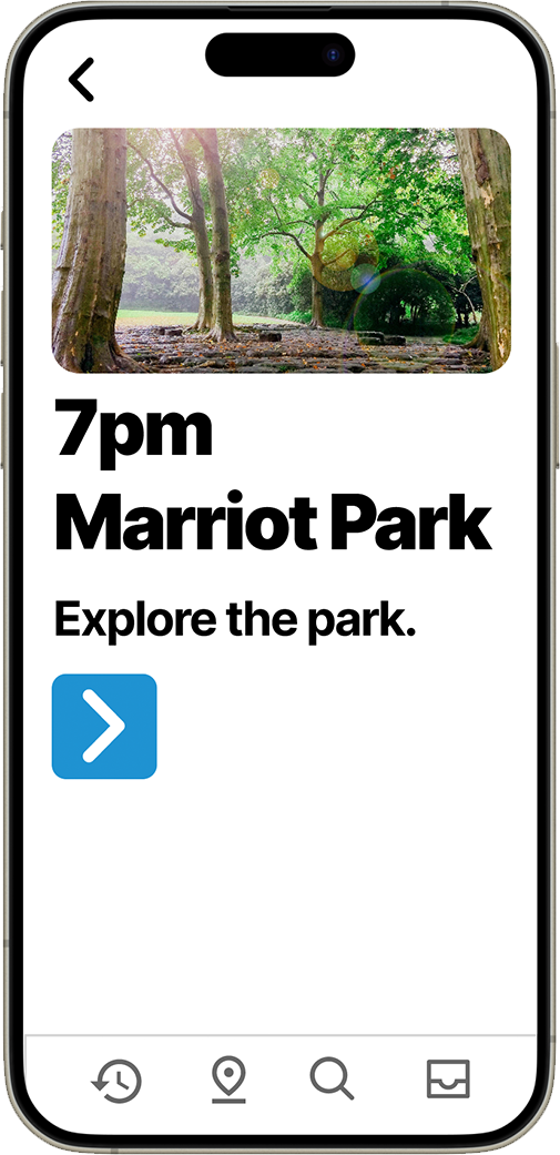 iPhone mockup showing event summary and confirmation screen